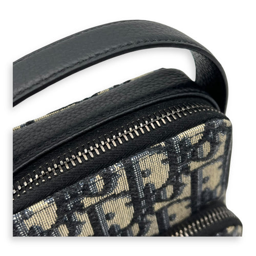 Christian Dior Oblique Crossbody Bag Blue in Jacquard, Silver hardware_7