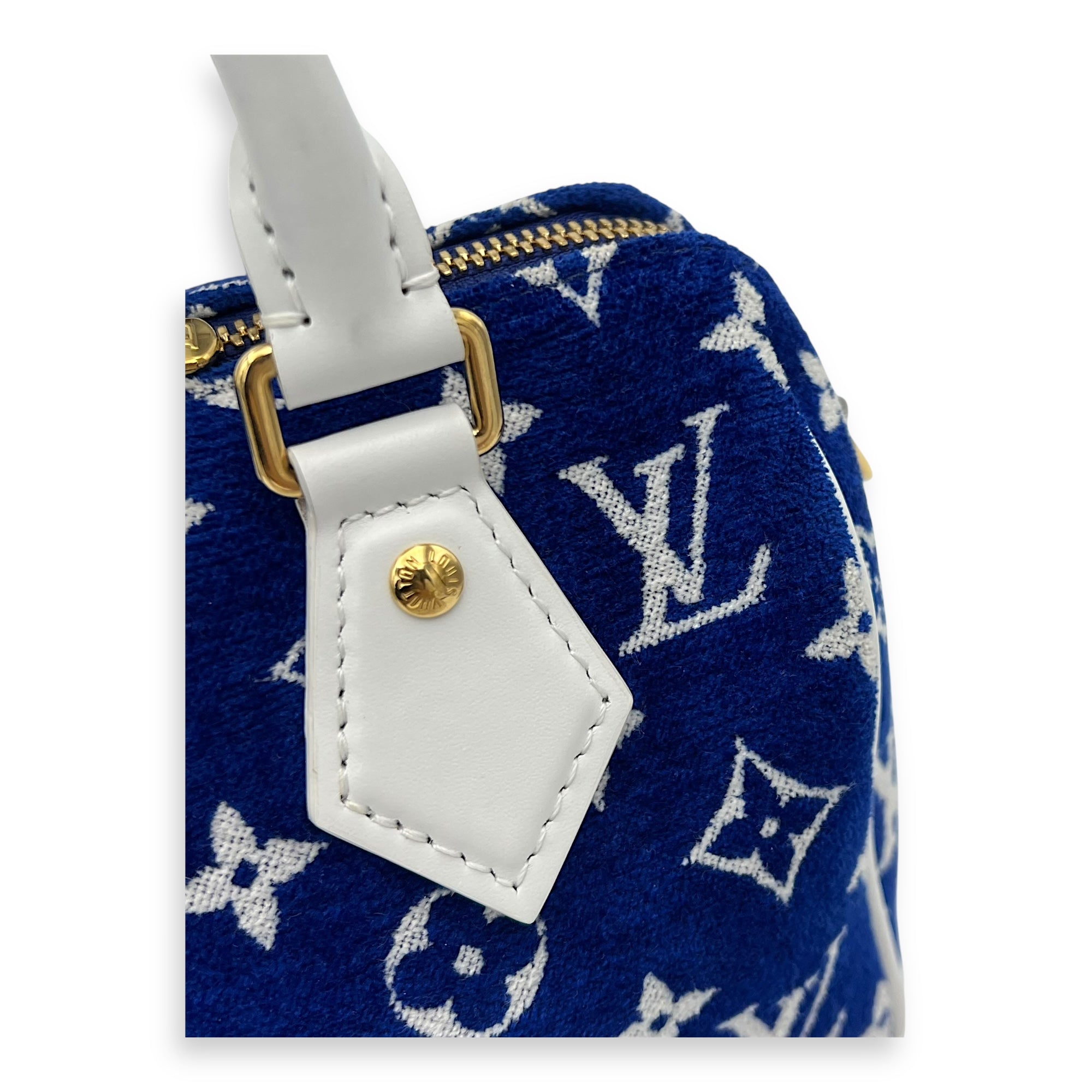 Louis Vuitton Speedy Bandouliere 20 Blue Top Handle Bag in Terry, Gold hardware_7