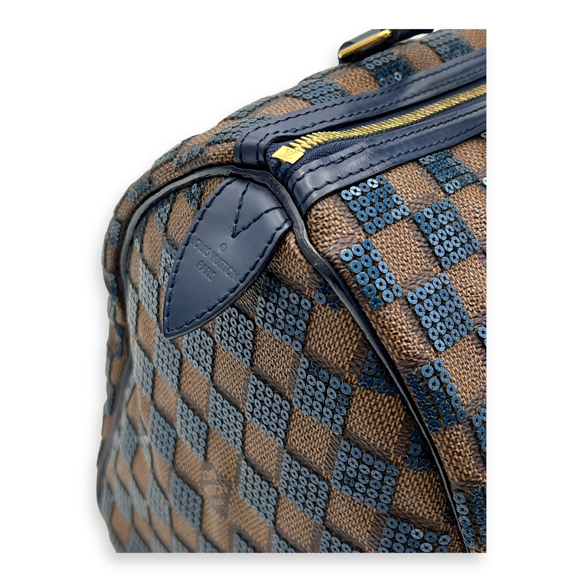 Louis Vuitton Speedy 30 Brown Top Handle Bag in Damier Paillettes, Gold hardware_7