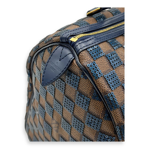 Louis Vuitton Speedy 30 Brown Top Handle Bag in Damier Paillettes, Gold hardware_7