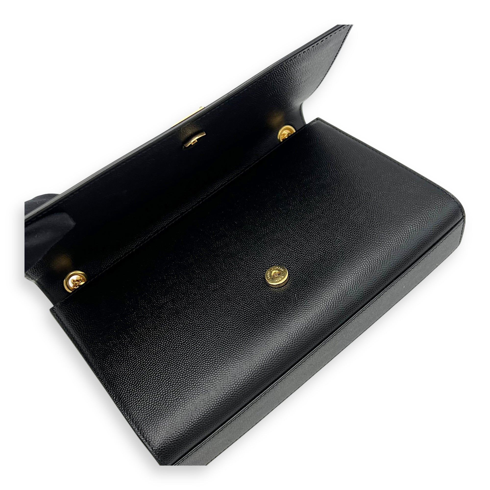 Saint Laurent Kate Black Wallet On Chain in Calfskin, Gold hardware_7