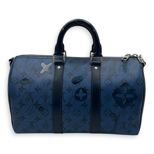 Louis Vuitton Limited Edition Acquagarden Keepall 35 Blue Top Handle Bag in Coated Canvas, Silver hardware_2