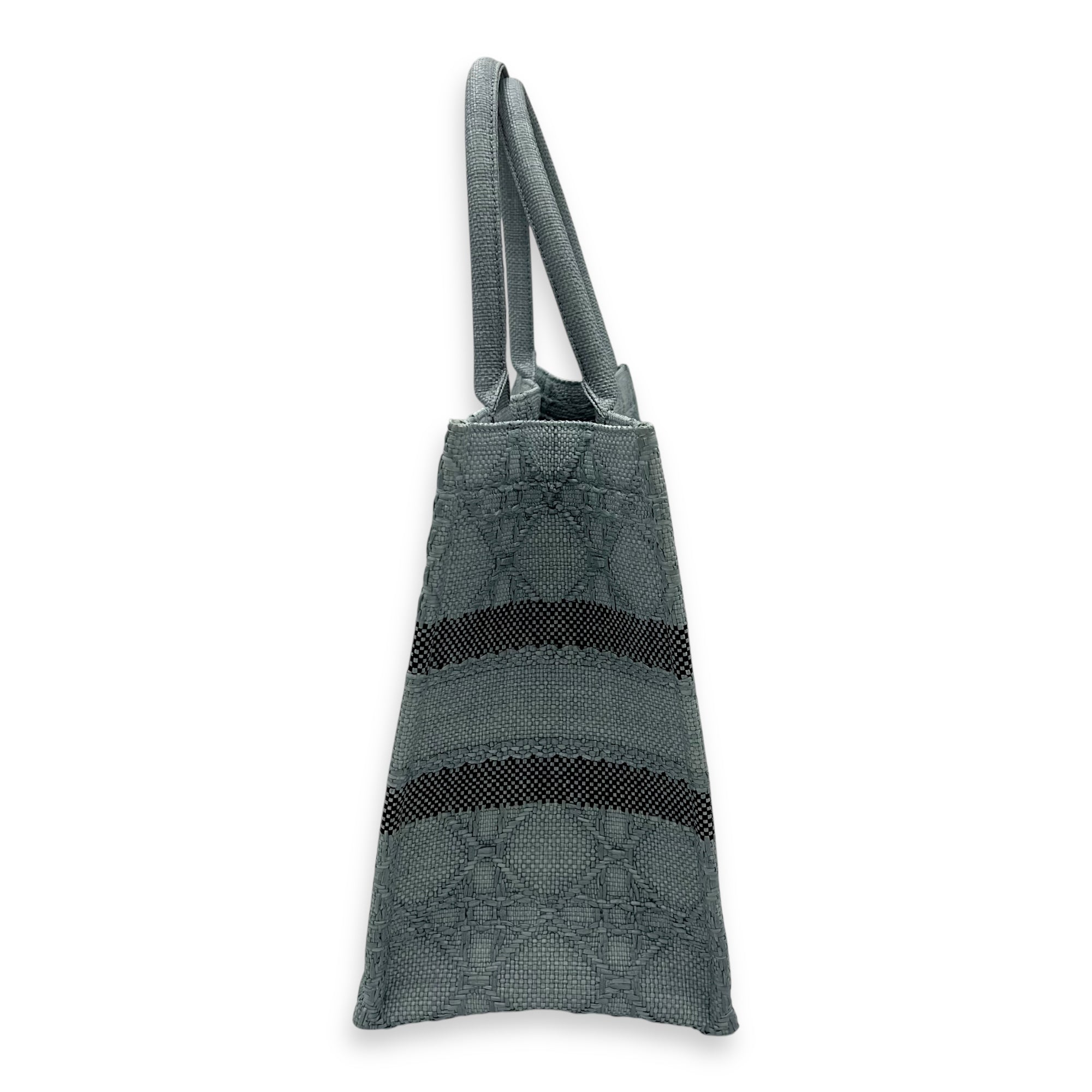 Christian Dior Book Tote Medium Blue Top Handle Bag in Raffia_4