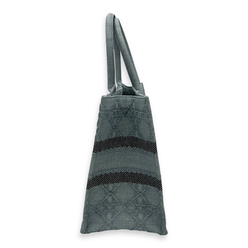 Christian Dior Book Tote Medium Blue Top Handle Bag in Raffia_4