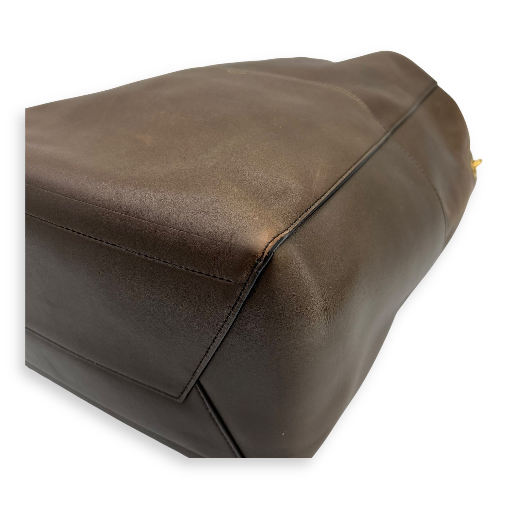 Celine Sangle Shoulder Bag Brown in Calfskin, Gold hardware_7