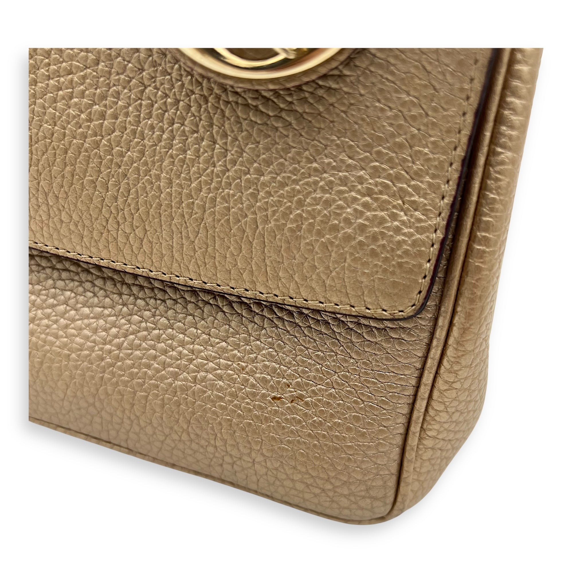 Christian Dior Be Dior Top Handle Bag Gold in Calfskin, Gold hardware_13