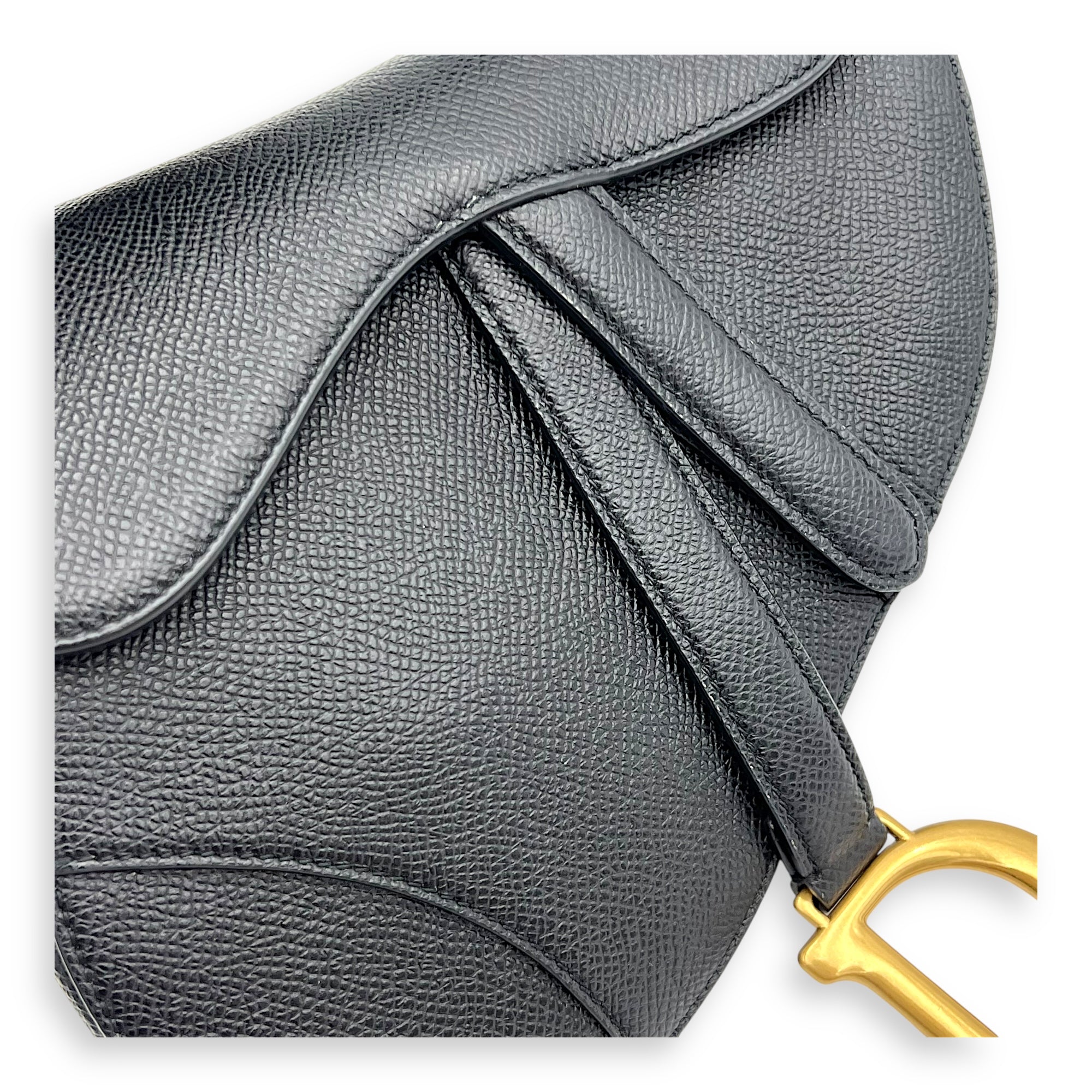 Christian Dior Saddle Mini Black Top Handle Bag in Calfskin, Gold hardware_7