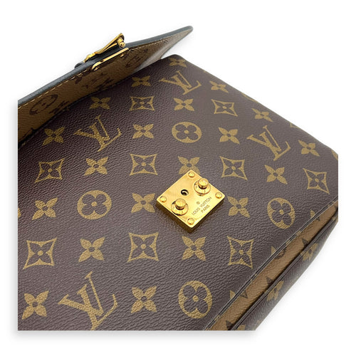 Louis Vuitton Metis Brown Top Handle Bag in Reverse Monogram Coated Canvas, Gold hardware_7