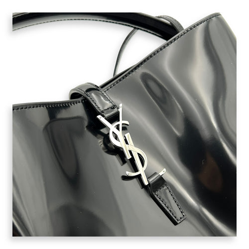 Saint Laurent Le 37 Bucket Bag Black in Patent Leather, Silver hardware_7