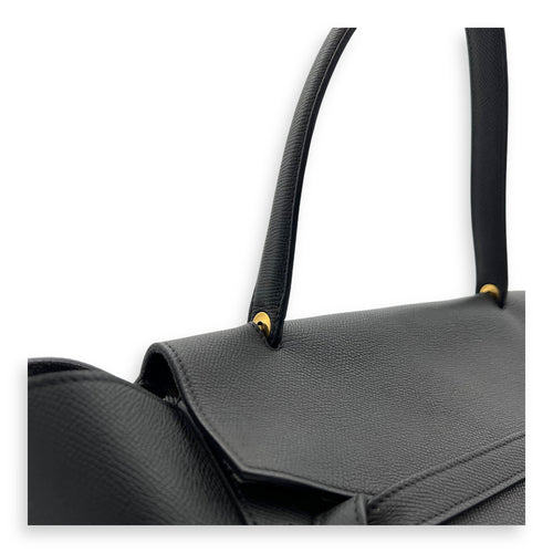 Celine Belt Small Black Top Handle Bag in Calfskin, Gold hardware_7