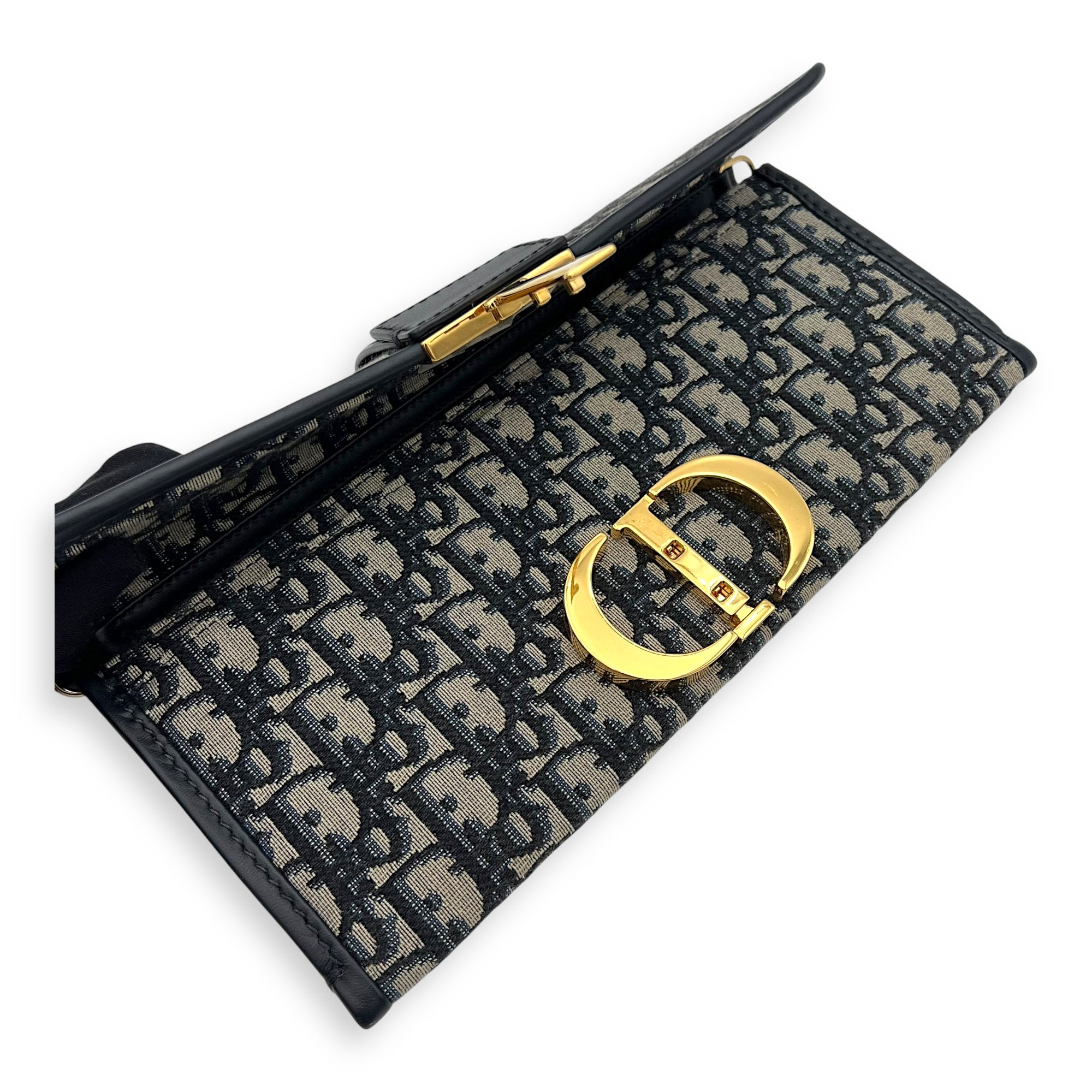 Christian Dior Montaigne Crossbody Bag Medium Blue in Canvas, Gold hardware_7