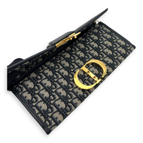 Christian Dior Montaigne Crossbody Bag Medium Blue in Canvas, Gold hardware_7