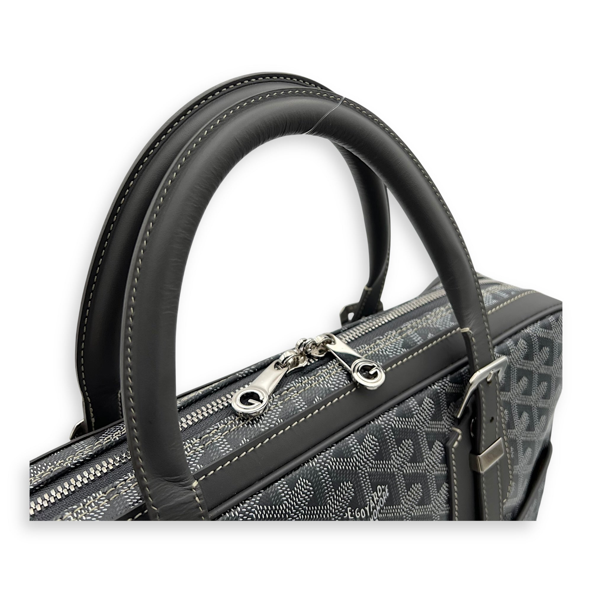 Goyard Ambassade Briefcase Grey in Coated Canvas, Silver hardware_7