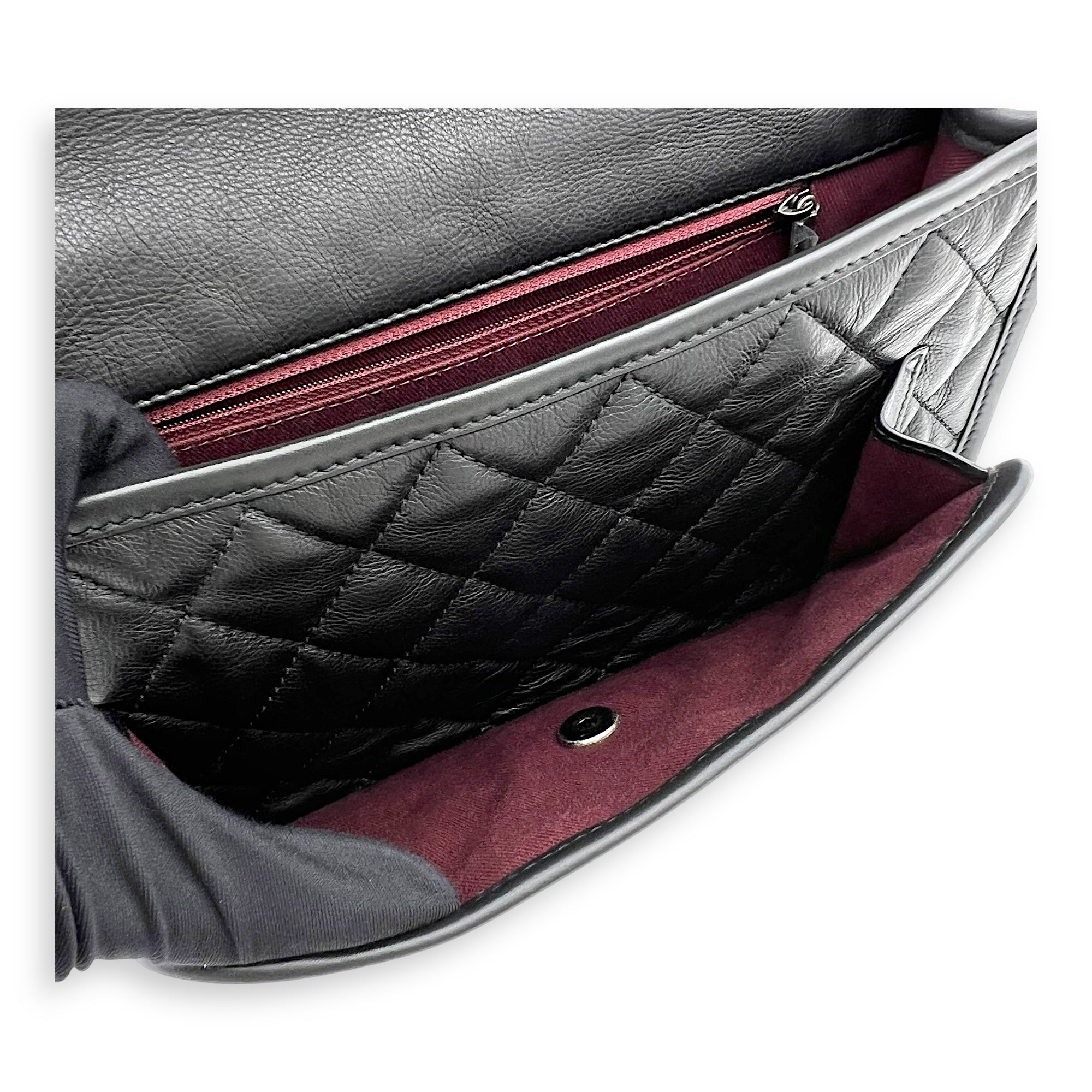 Chanel French Riviera Black Shoulder Bag in Calfskin, Gunmetal hardware_7