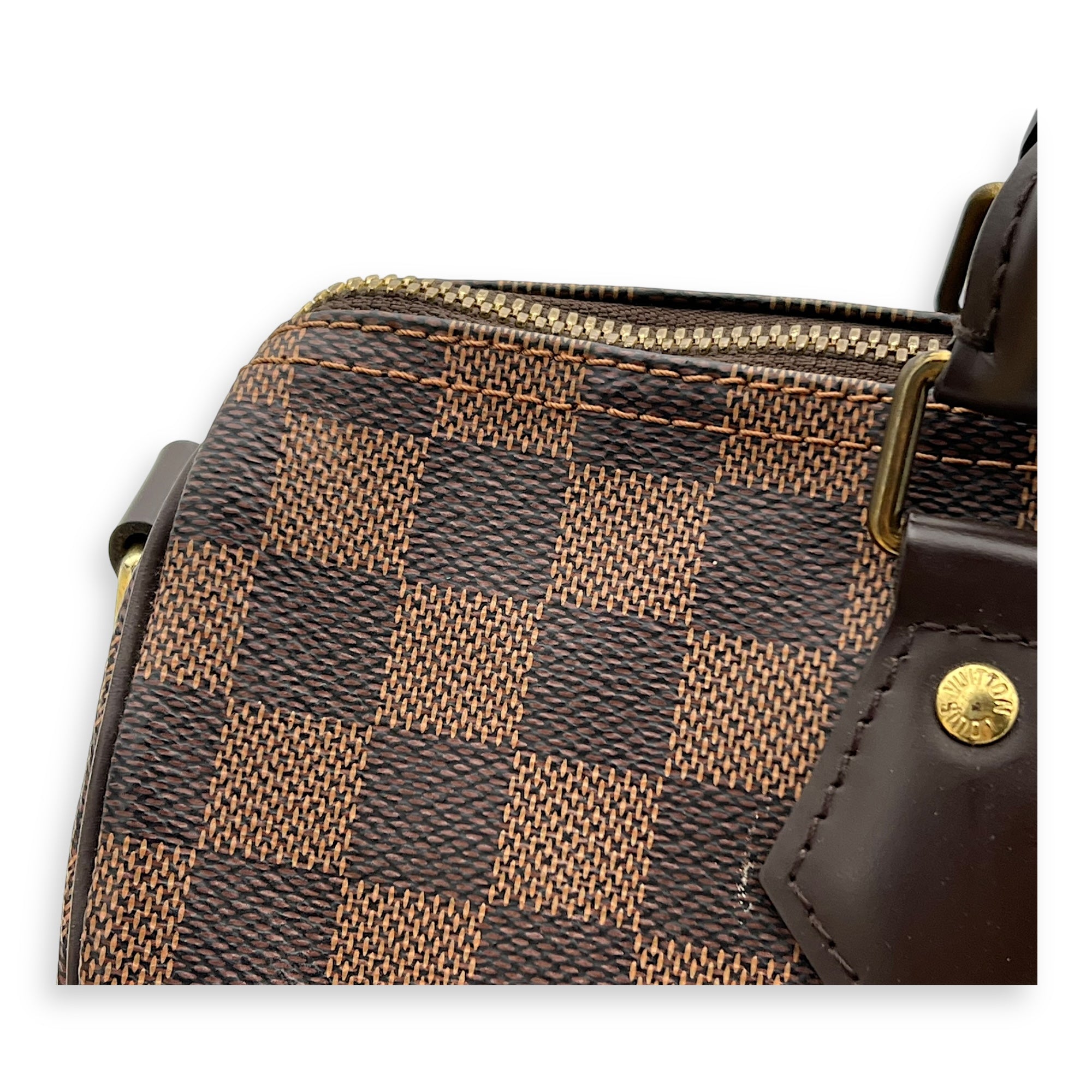 Louis Vuitton Speedy Bandouliere Top Handle Bag 30 Brown in Coated Canvas, Gold hardware_7