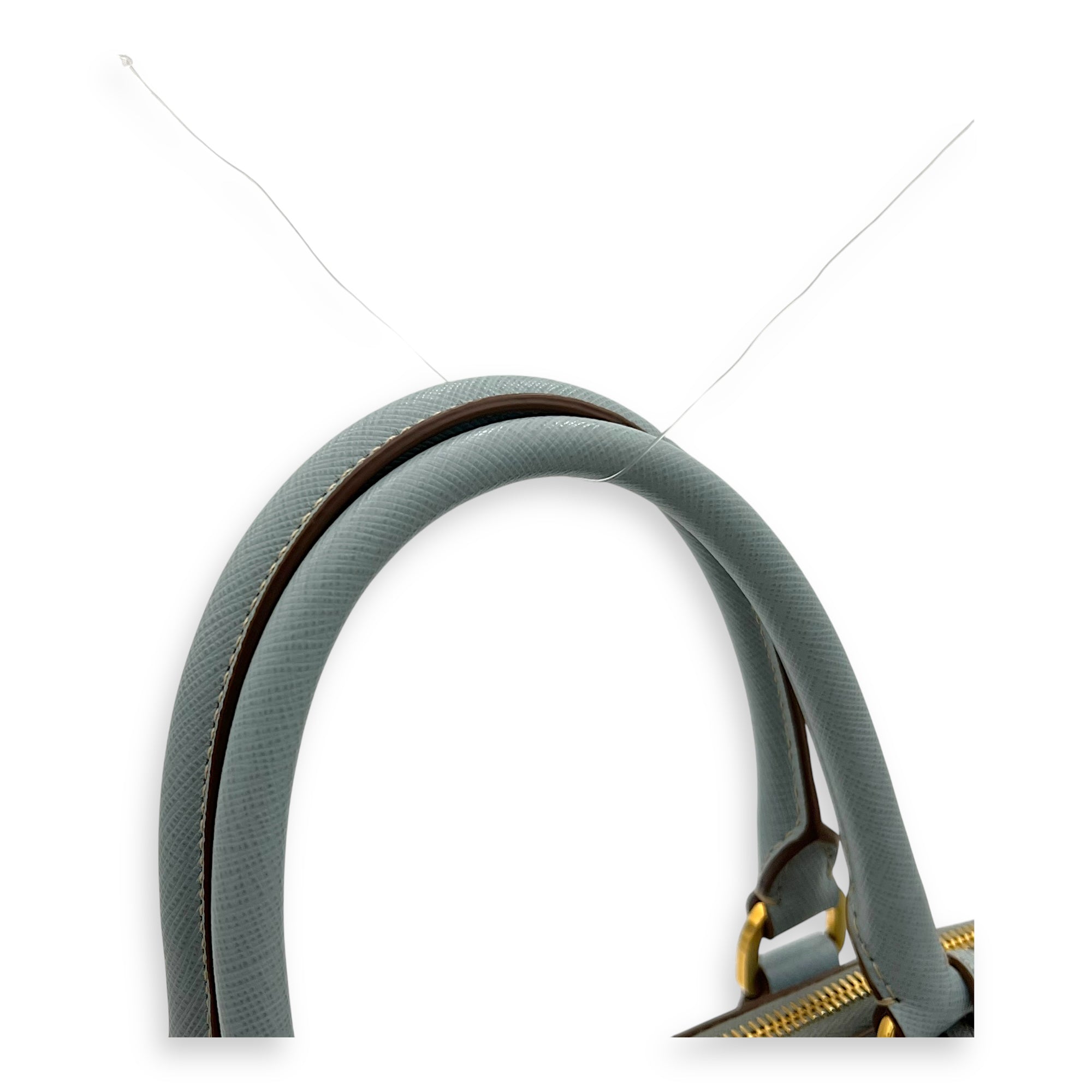 Prada Others Top Handle Bag Blue in Saffiano Leather, Gold hardware_7