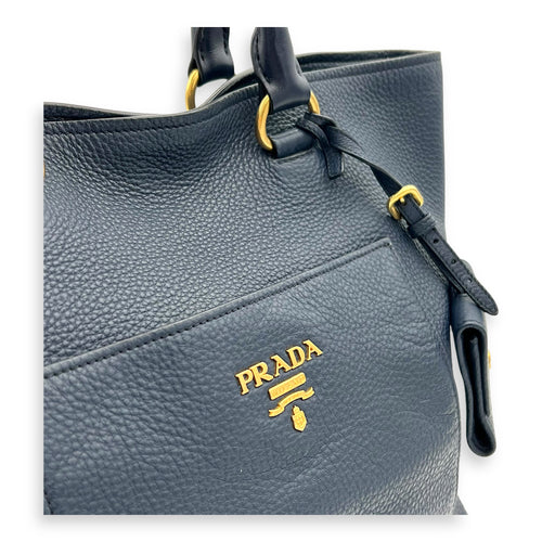 Prada 2 way bag Top Handle Bag Blue in Calfskin, Gold hardware_7