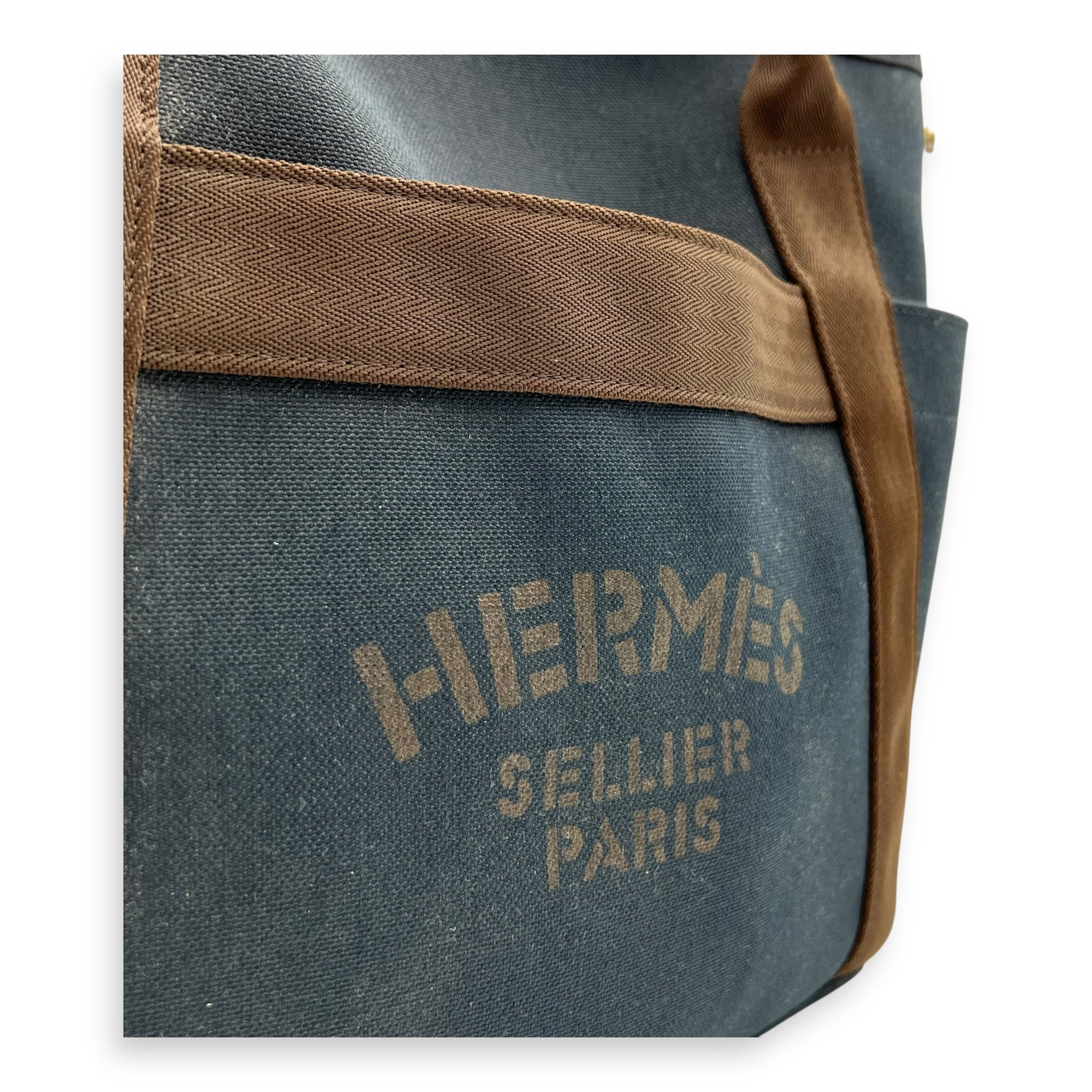Hermès Sac de Pansage Blue in Canvas, Silver hardware_7