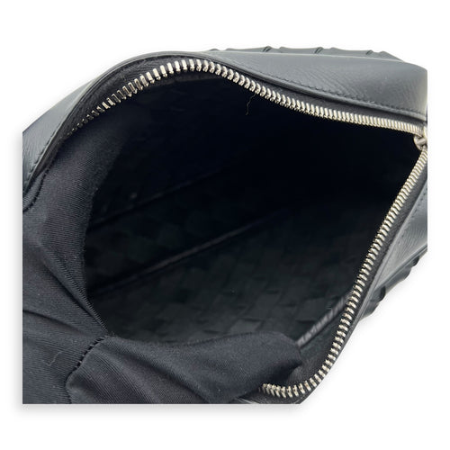 Bottega Veneta Intrecciato Crossbody Bag Black in Calfskin, Ruthenium hardware_7