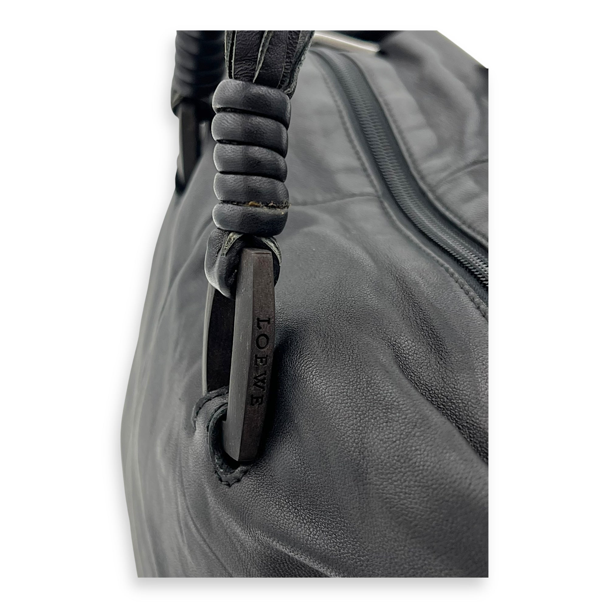 Loewe Vintage Top Handle Bag Black in Lambskin, Silver hardware_7