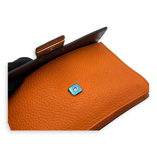 Fendi Baguette Crossbody Bag Orange in Calfskin, Silver hardware_7