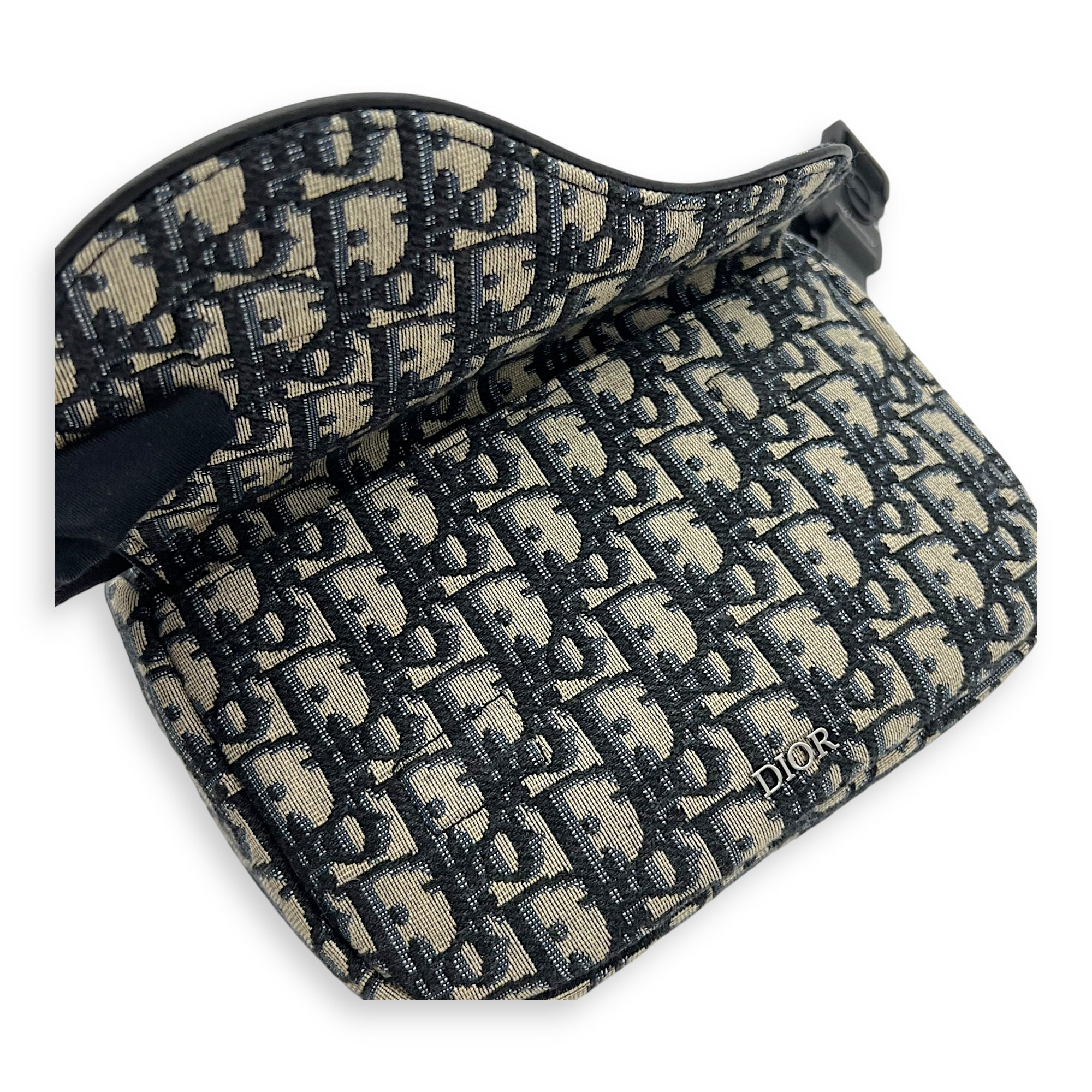 Christian Dior Oblique Belt Bag Blue in Jacquard, Silver hardware_7