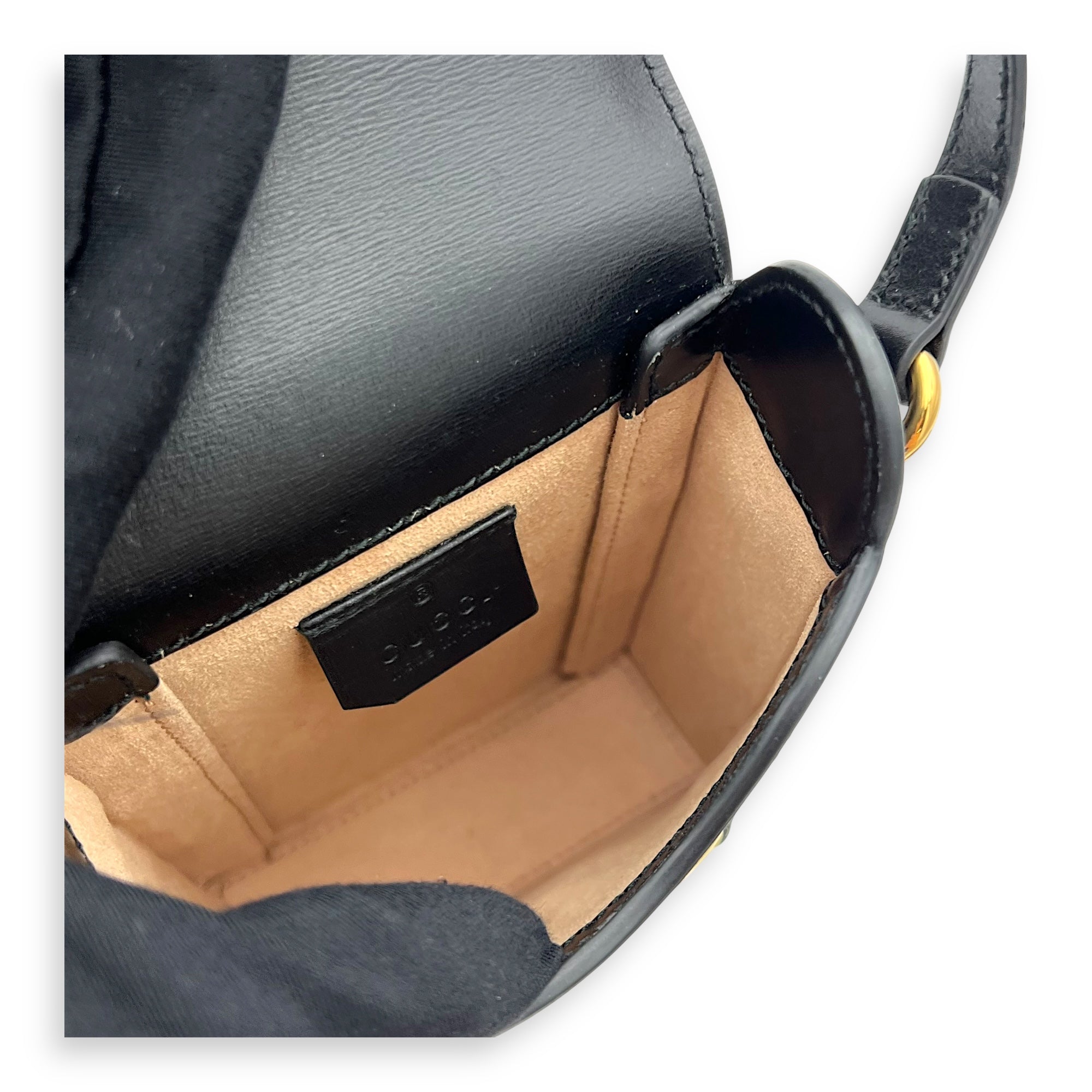 Gucci Horsebit 1955 Crossbody Bag Black in Calfskin, Gold hardware_7