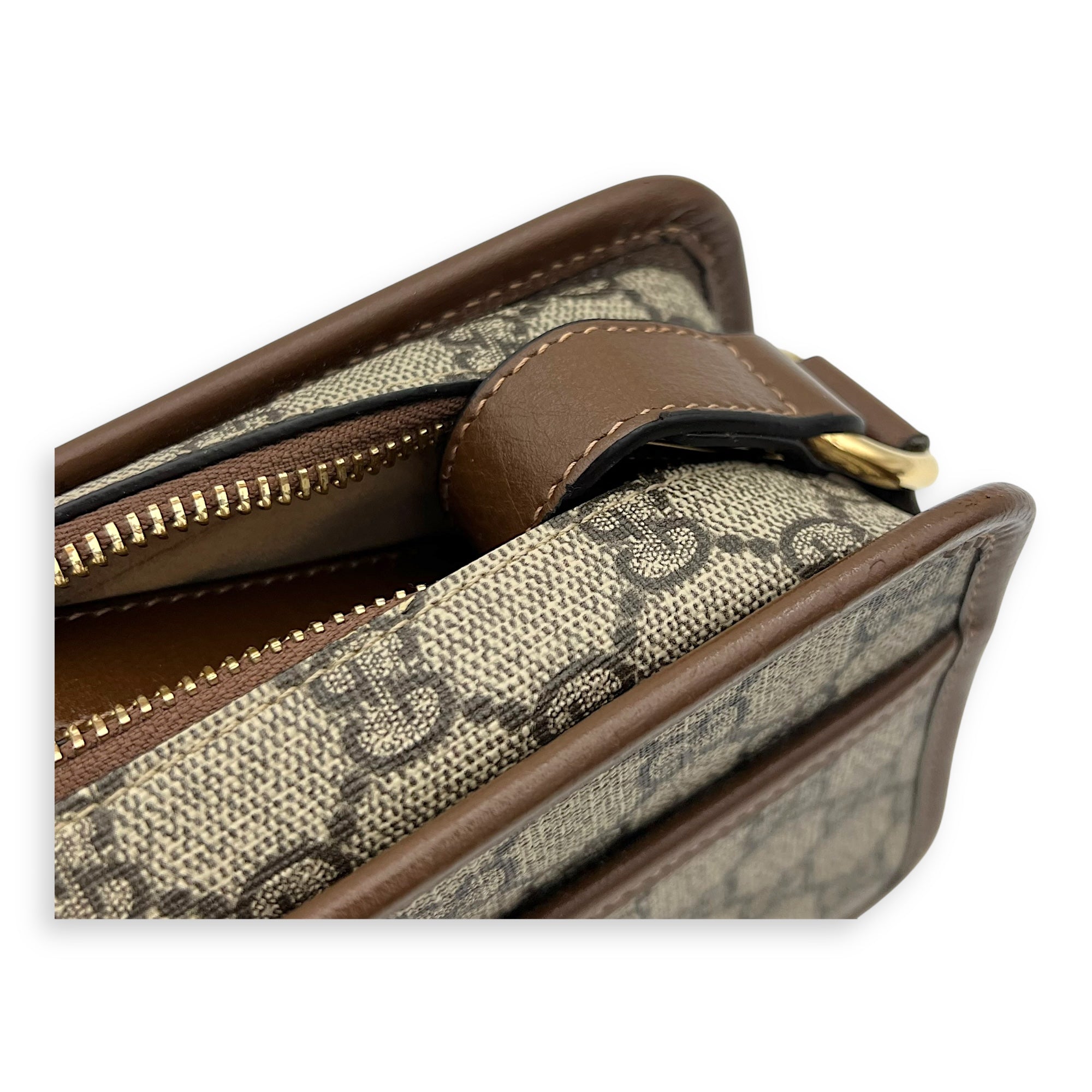 Gucci GG Supreme Crossbody Bag Brown in Coated Canvas, Gold hardware_7
