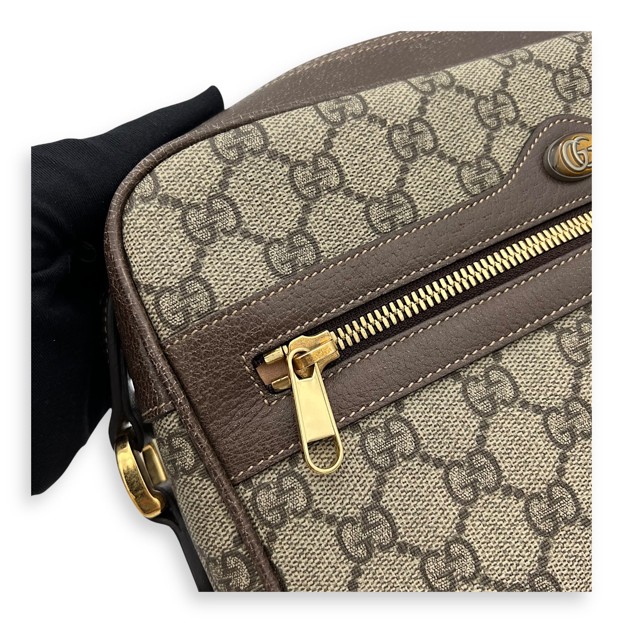 Gucci Ophidia Crossbody Bag Brown in Coated Canvas, Gold hardware_7