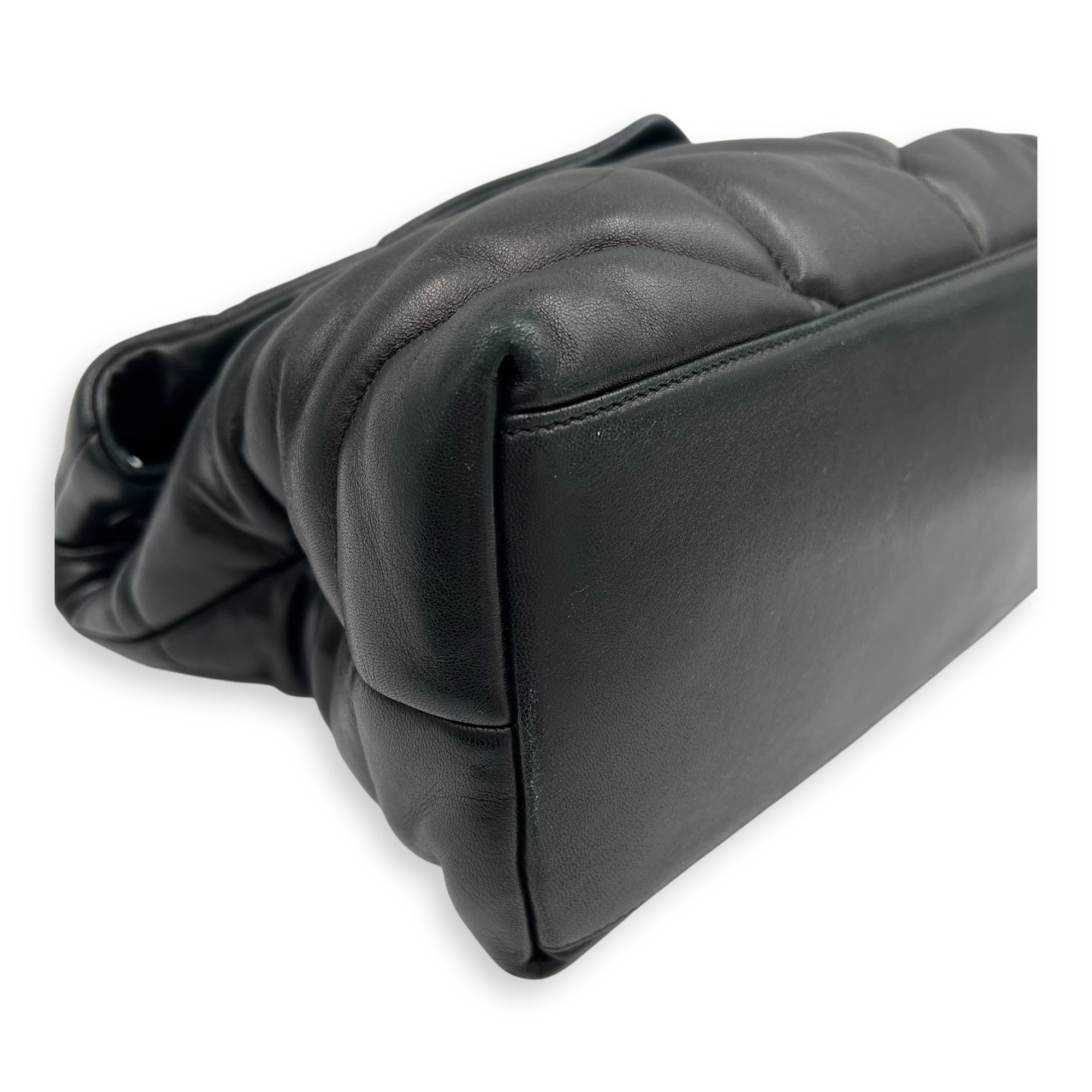 Saint Laurent Puffer Shoulder Bag Black in Lambskin, Lacquered Metal hardware_7