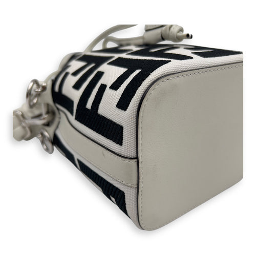 Fendi Mon Tresor White Bucket Bag in Canvas, Silver hardware_7