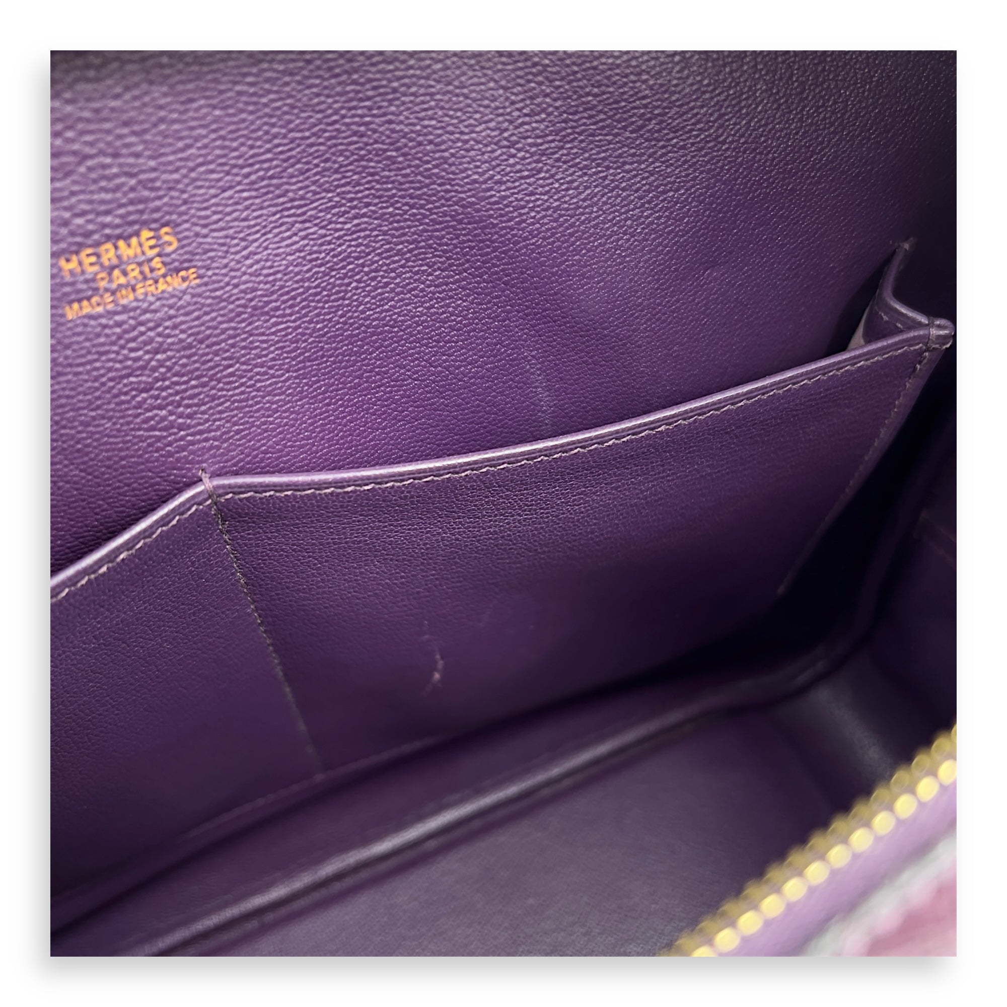 Hermès Plume Purple in Ostrich, Gold hardware_9
