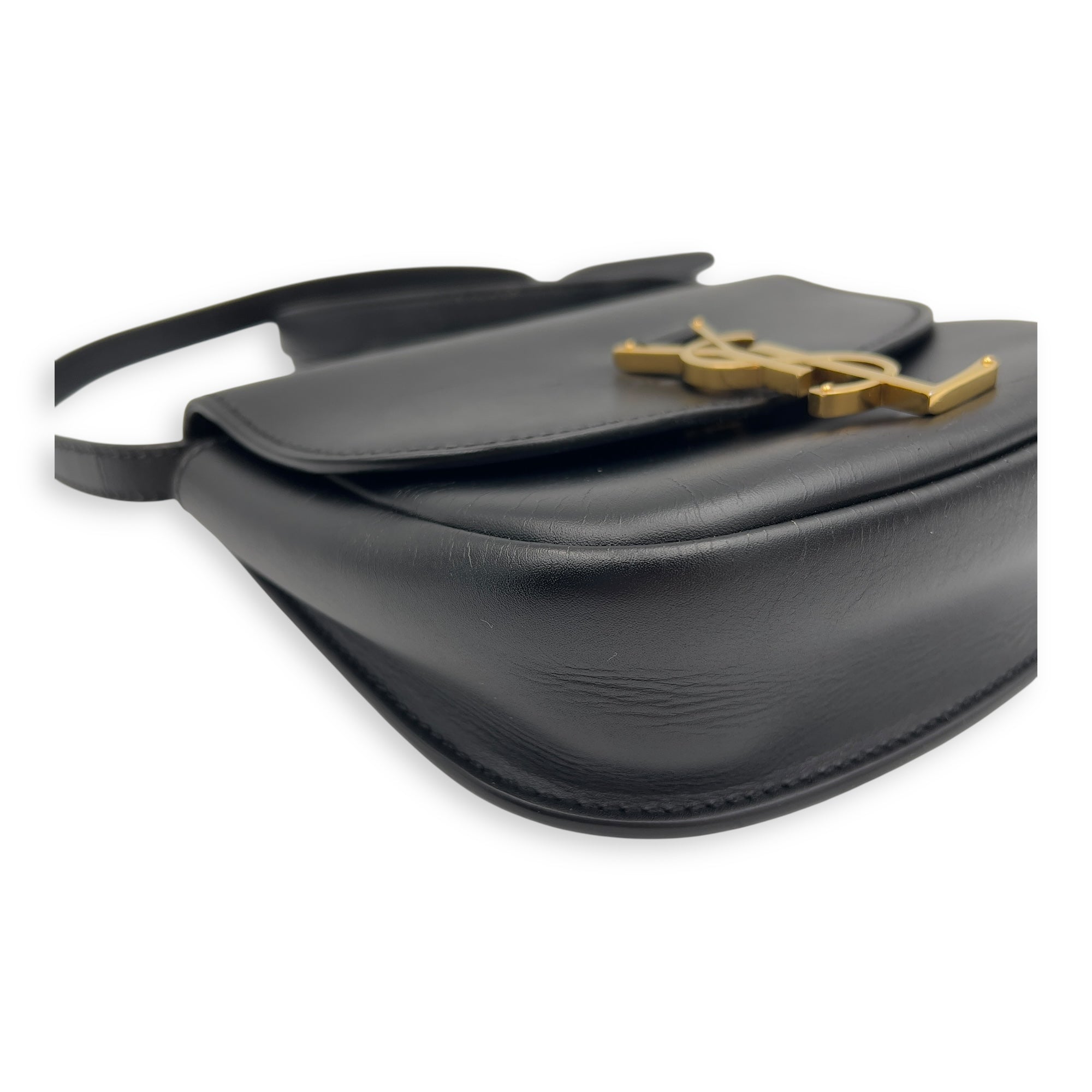 Saint Laurent Kaia Crossbody Bag Black in Calfskin, Gold hardware_7