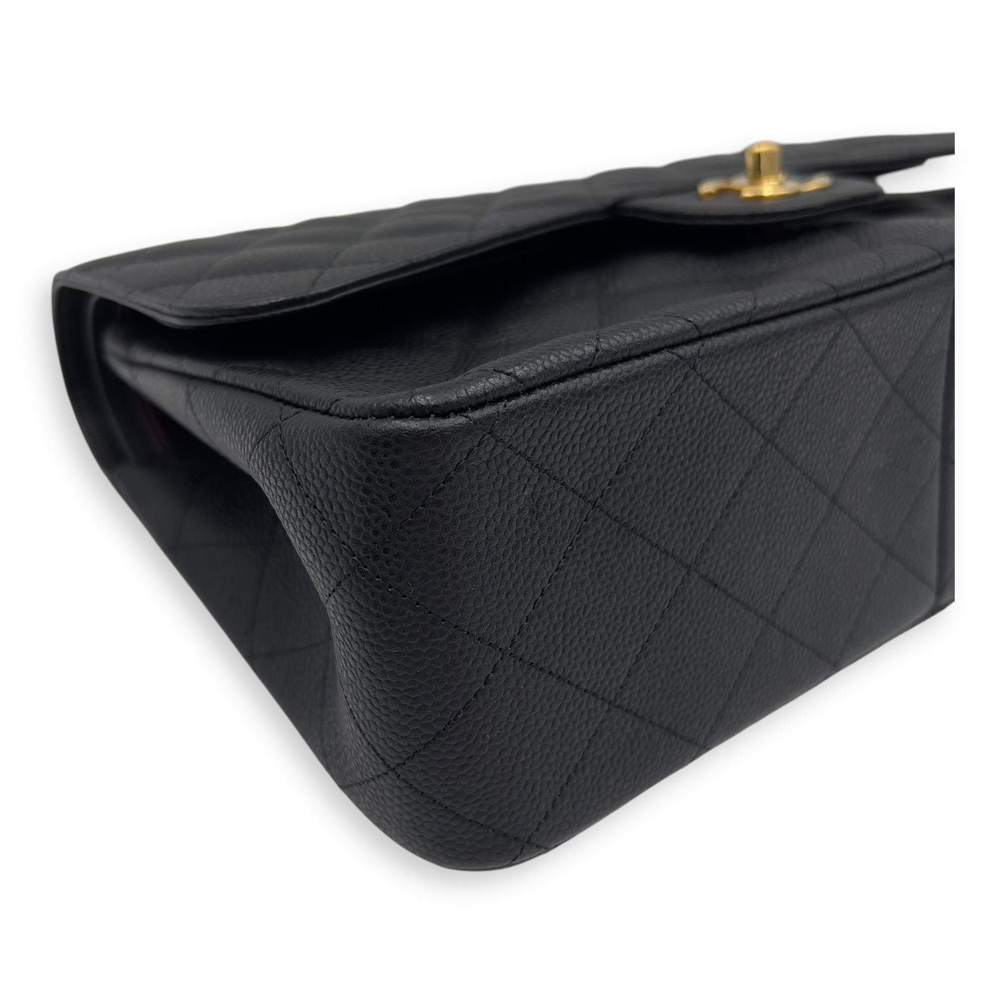 Chanel Classic Shoulder Bag Jumbo Black in Caviar Leather, Silver hardware_6