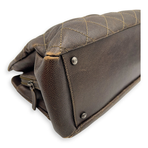 Chanel Quilted Wildstitch Tote Bag Brown in Calfskin, Ruthenium hardware_7