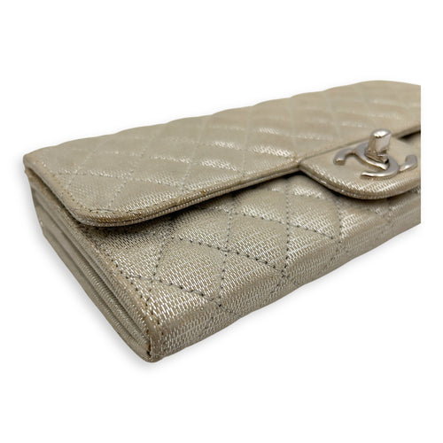 Chanel CC Silver Wallet On Chain in Jersey, Silver hardware_9