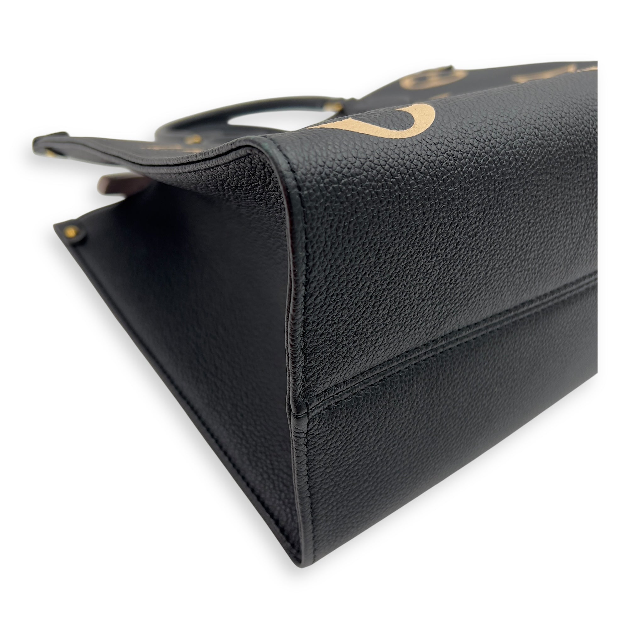 Louis Vuitton OnTheGo MM Black Top Handle Bag in Empreinte Leather, Gold hardware_7