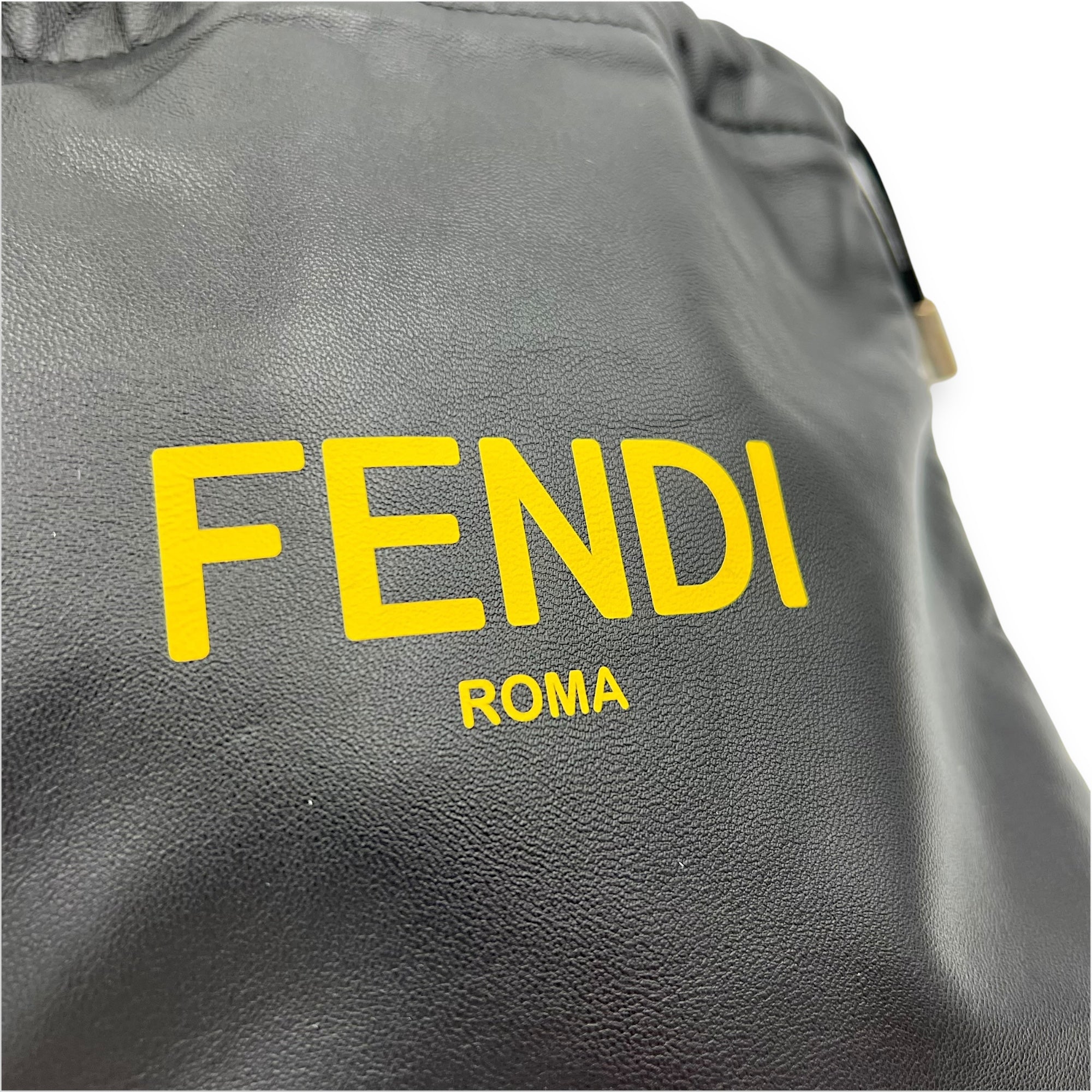 Fendi Logo Black Crossbody Bag in Calfskin, Silver hardware_7