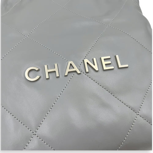 Chanel 22 Tote Bag Grey in Calfskin, Silver hardware_7
