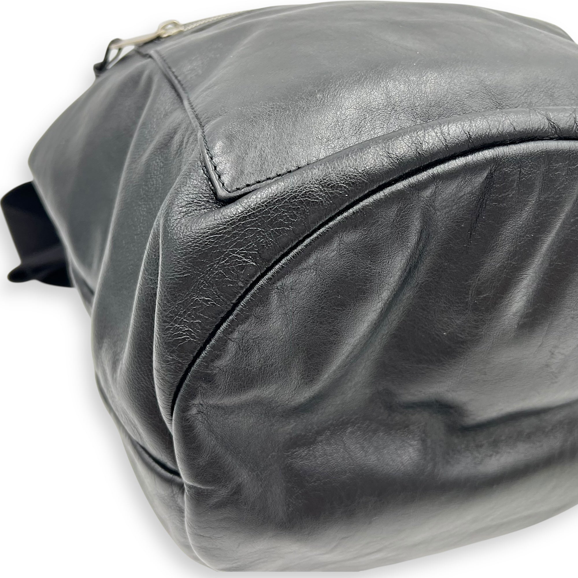 Saint Laurent Logo Backpack Black in Calfskin, Silver hardware_7