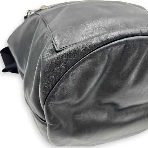 Saint Laurent Logo Backpack Black in Calfskin, Silver hardware_7