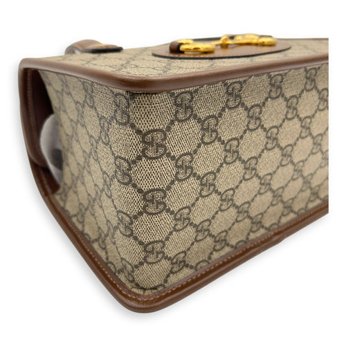 Gucci Horsebit 1955 Top Handle Bag Brown in Coated Canvas, Gold hardware_7