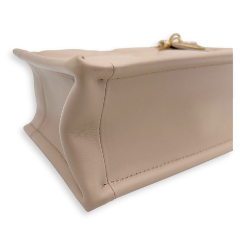 Dior Book Tote Top Handle Bag Mini Beige in Lambskin, Gold hardware_9