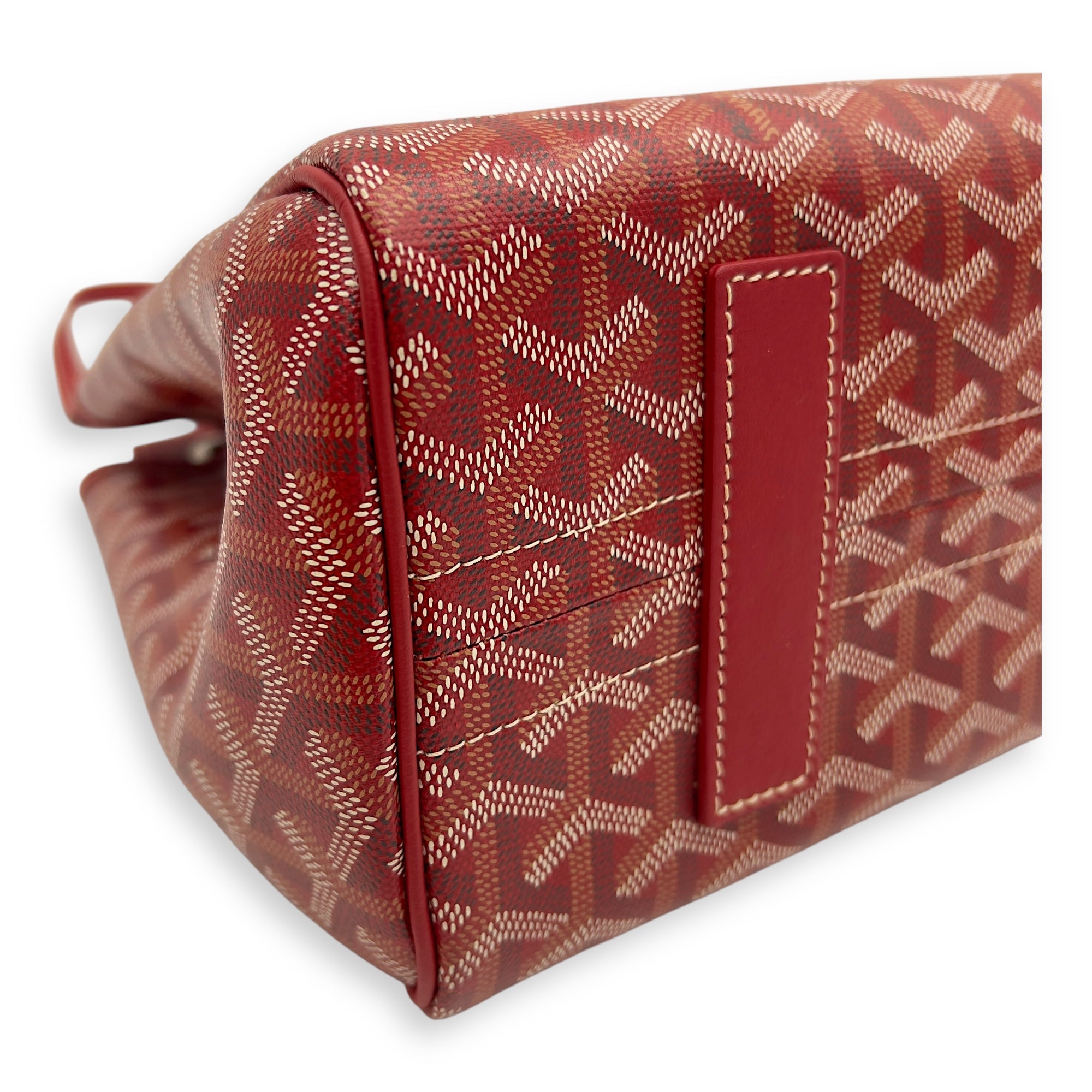Goyard Rouette Red Shoulder Bag in Coated Canvas, Silver hardware_9