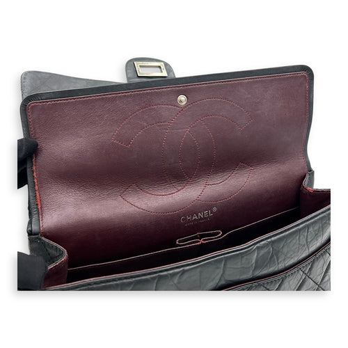 Chanel 2.55 227 Black Shoulder Bag in Calfskin, Ruthenium hardware_4