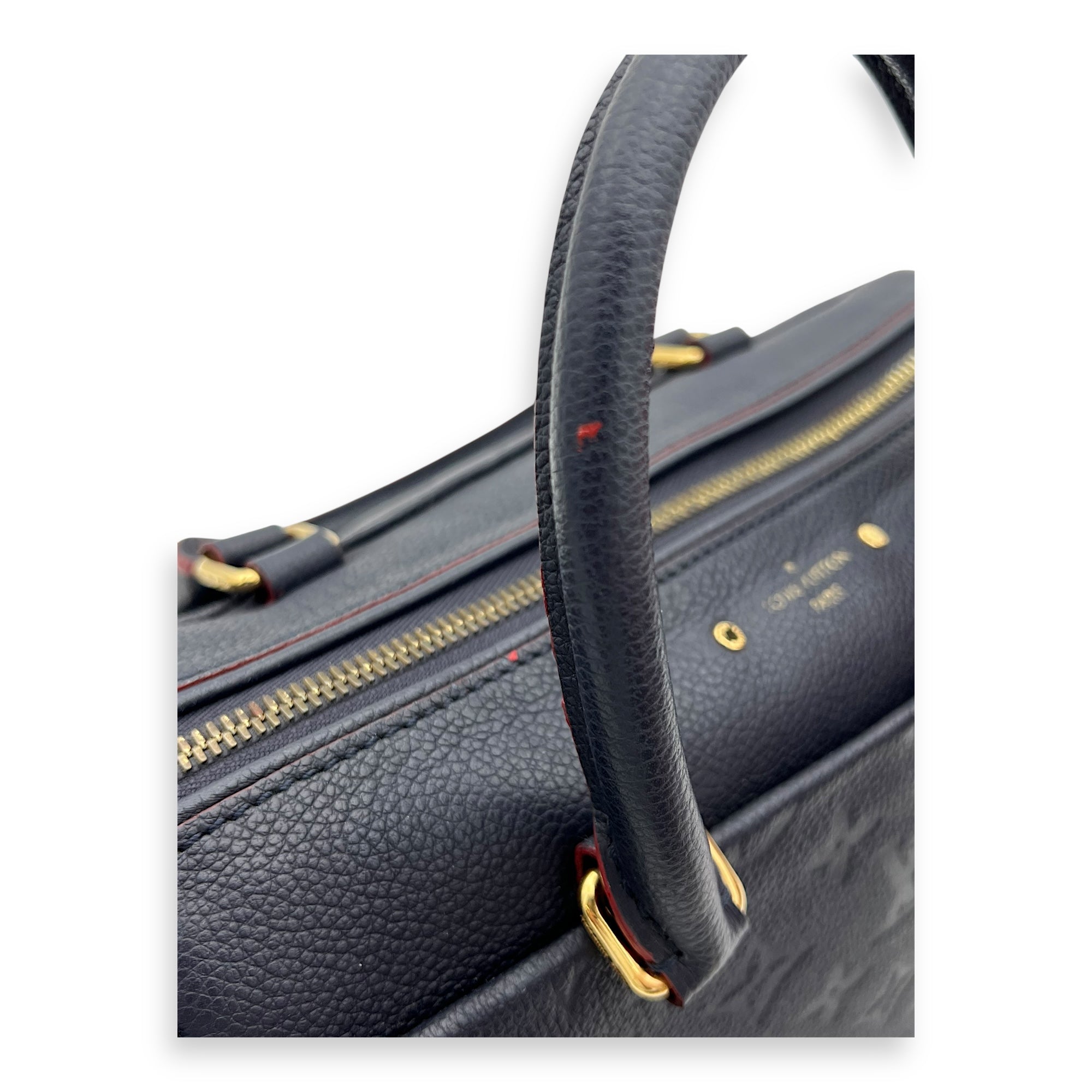 Louis Vuitton Speedy Bandouliere Top Handle Bag 25 Blue in Empreinte Leather, Gold hardware_7
