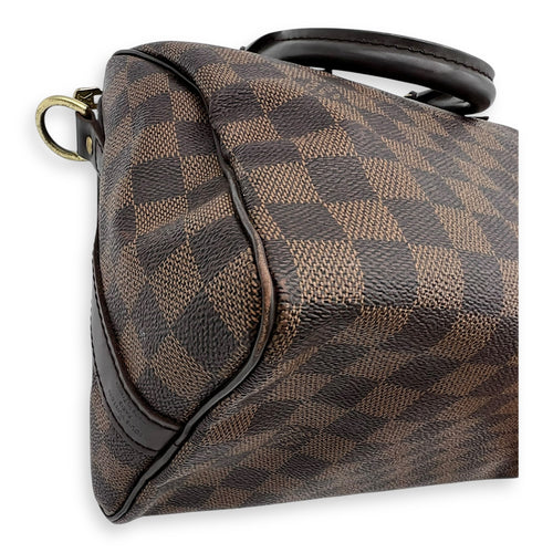 Louis Vuitton Speedy Bandouliere Top Handle Bag 25 Brown in Coated Canvas, Gold hardware_3