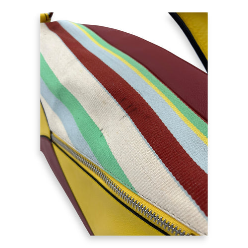 Loewe Puzzle Crossbody Bag LG Multi-colour in Leather and canvas, Silver hardware_2