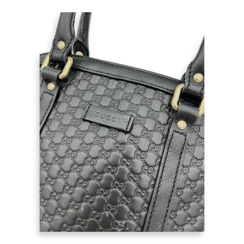 Gucci Micro gg Top Handle Bag Small Black in Calfskin, Gold hardware_7