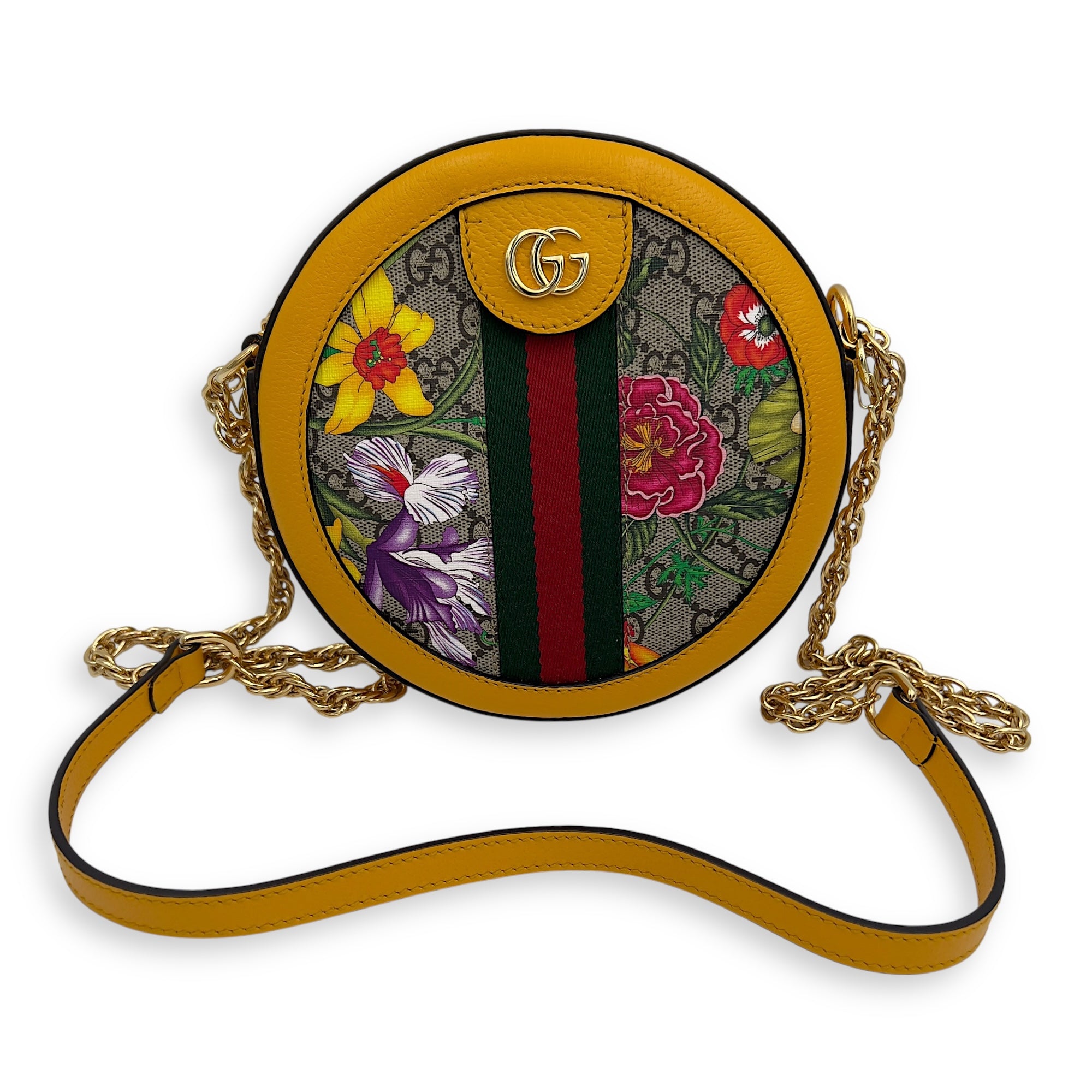 Gucci GG Shoulder Bag Yellow in Coated Canvas, Gold hardware_5